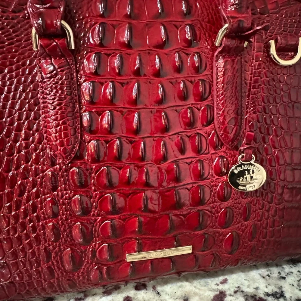 Brahmin Red Crocodile Embossed Satchel - Picture 2 of 7
